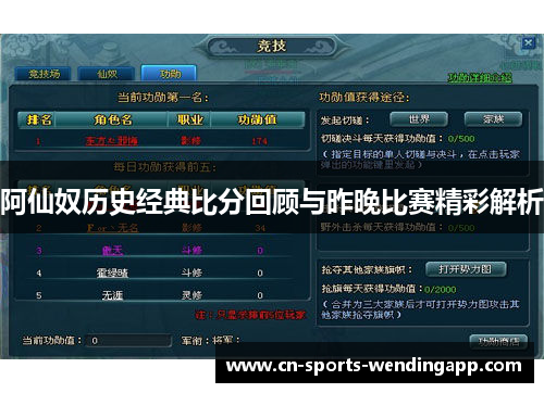 阿仙奴历史经典比分回顾与昨晚比赛精彩解析