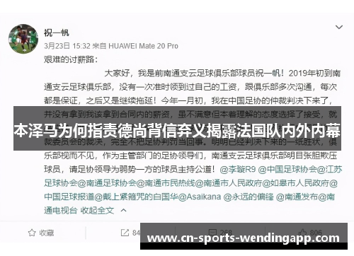 本泽马为何指责德尚背信弃义揭露法国队内外内幕