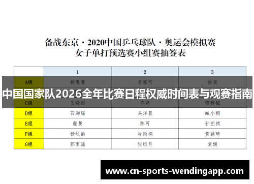 中国国家队2026全年比赛日程权威时间表与观赛指南 中国国家队2026全年比赛日程权威时间表与观赛指南