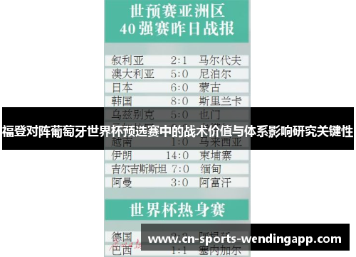 福登对阵葡萄牙世界杯预选赛中的战术价值与体系影响研究关键性