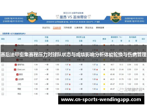 赛后法甲密集赛程压力对球队状态与成绩影响分析体能轮换与伤病管理